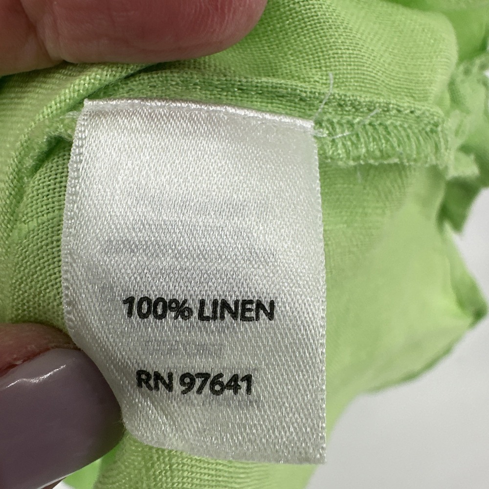 J. Jill Womens Linen Button Down Shirt Large Petite Green Lagenlook Coastal - Picture 3 of 8
